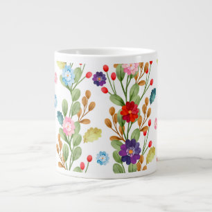 Watercolor Flowers Colourful Pattern-67488 Large Coffee Mug
