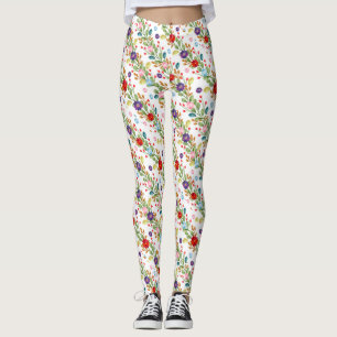 Watercolor Flowers Colourful Pattern-67488 Leggings