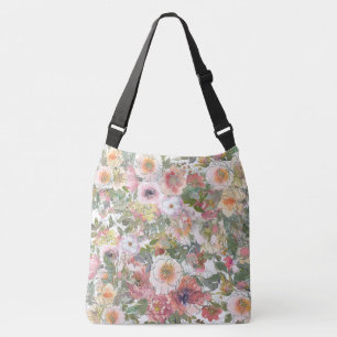 Watercolor Flowers   Crossbody Bag