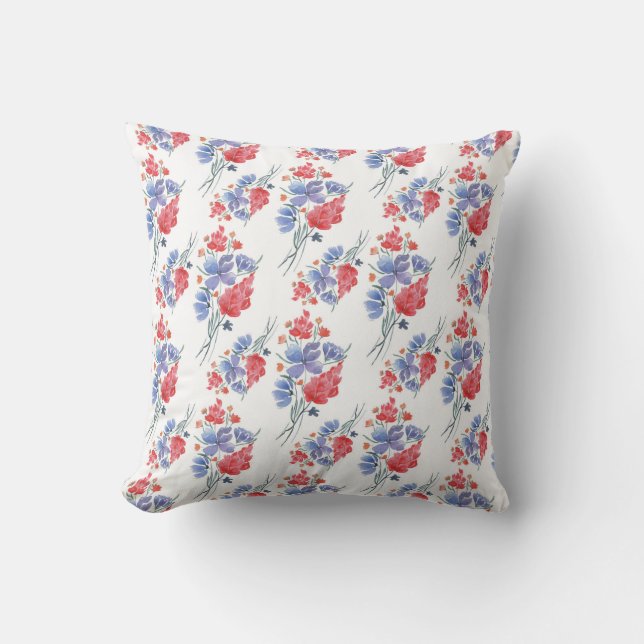 Watercolor, flowers. cushion (Front)
