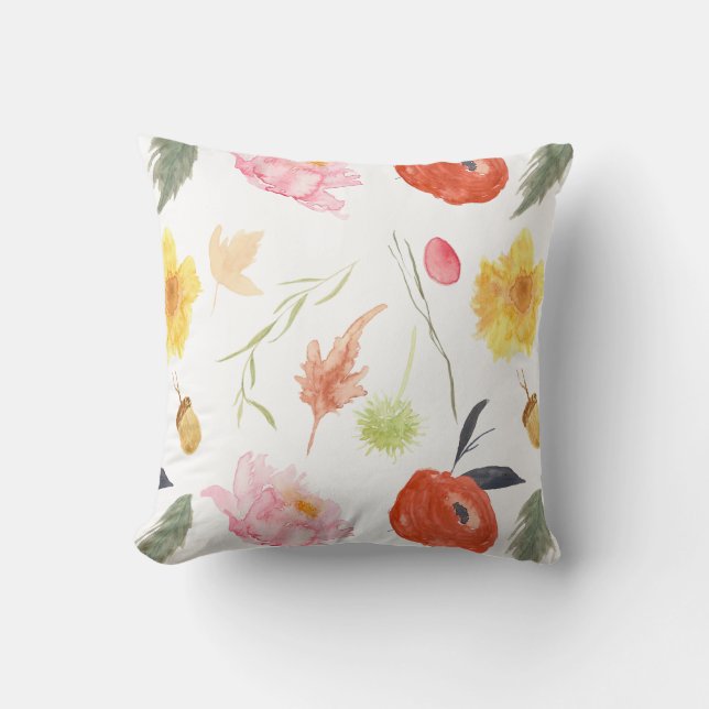Watercolor Flowers Cushion (Front)