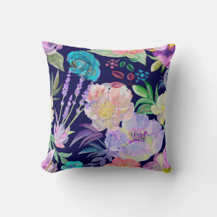 Watercolor flowers cushion