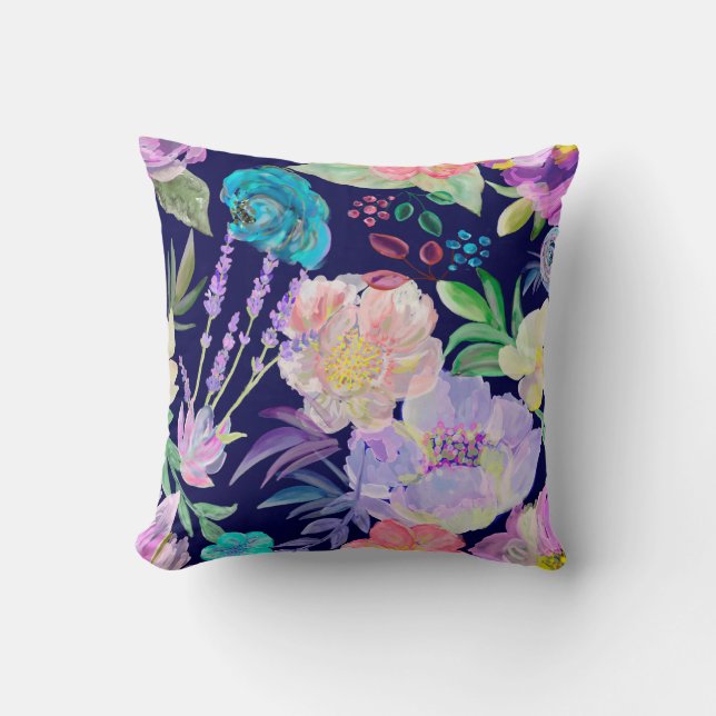 Watercolor flowers cushion (Front)
