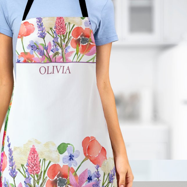 Watercolor Flowers, Custom Birthday Daughter Gift Apron (Creator Uploaded)