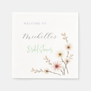 Watercolor Flowers Cute Bridal Shower  Napkin