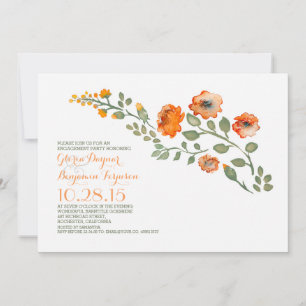 Watercolor flowers-cute floral engagement party invitation