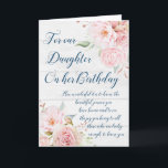 Watercolor Flowers Daughter Birthday Card<br><div class="desc">Birthday card for daughter from parents with vintage pink watercolor flowers and thoughtful verse.</div>