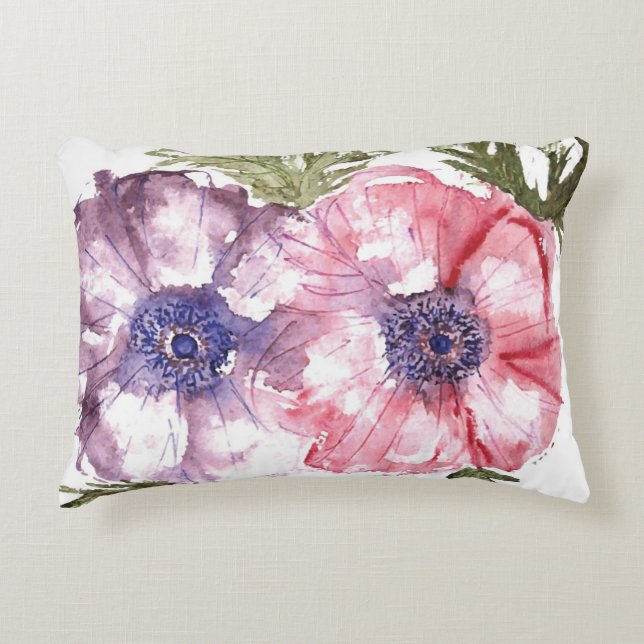 Watercolor flowers decorative cushion (Front)
