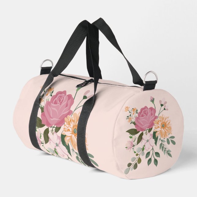 Watercolor flowers duffle bag (Left Corner)