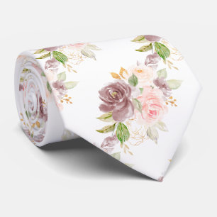 Watercolor Flowers Dusty Rose Blush Pink Roses Tie