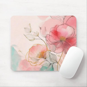 Watercolor Flowers Elegant Background Mouse Pad