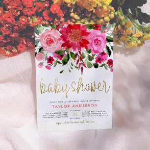 Watercolor Flowers Eucalyptus Greenery Baby Shower Invitation