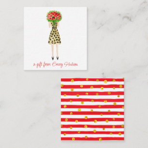Watercolor Flowers Fashion Girl Gift Enclosure Card