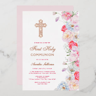 Watercolor Flowers First Communion