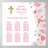Watercolor Flowers First Communion Seating Chart