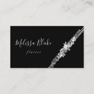 watercolor flowers flautist business card