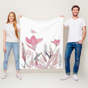 Watercolor flowers fleece blanket