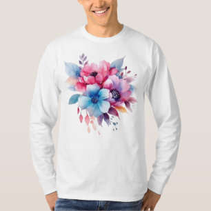 Watercolor Flowers Floral Design T-Shirt