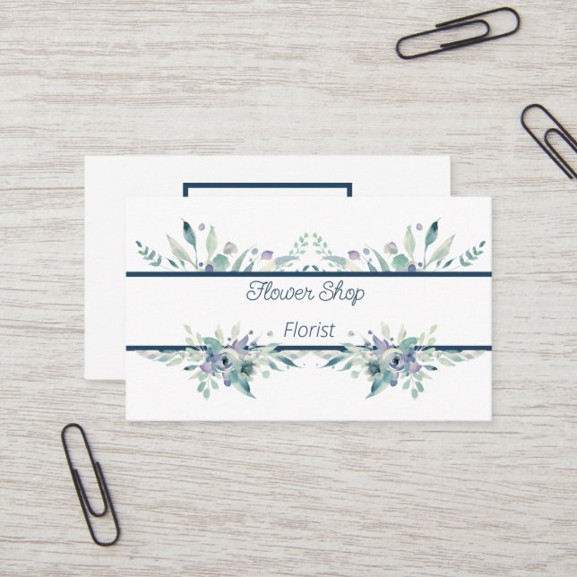 Watercolor Flowers Florist Shop Business Card (Front/Back In Situ)
