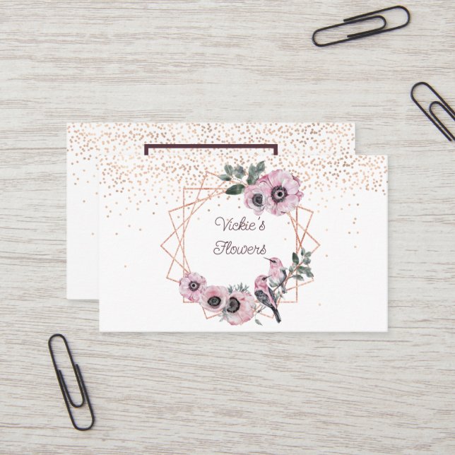 Watercolor Flowers Florist Shop Business Card (Front/Back In Situ)