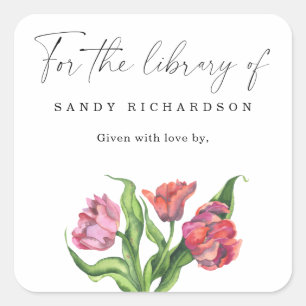 WATERCOLOR FLOWERS - for the library of Square Sticker