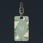 Watercolor Flowers Gold Foil Monogram Sage Green Luggage Tag<br><div class="desc">Elegant and feminine luggage tag featuring watercolor flowers with faux gold foil and faux gold glitter accents with a red background colour. Personalise by adding your details. This personalised luggage tag is perfect as a gift.</div>