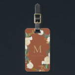 Watercolor Flowers Gold Foil Monogram Terracotta Luggage Tag<br><div class="desc">Watercolor Flowers with Gold Foil Monogram Terracotta Bag Tag | Elegant and feminine luggage tag featuring watercolor flowers with faux gold foil and faux gold glitter accents with a terracotta background colour.</div>