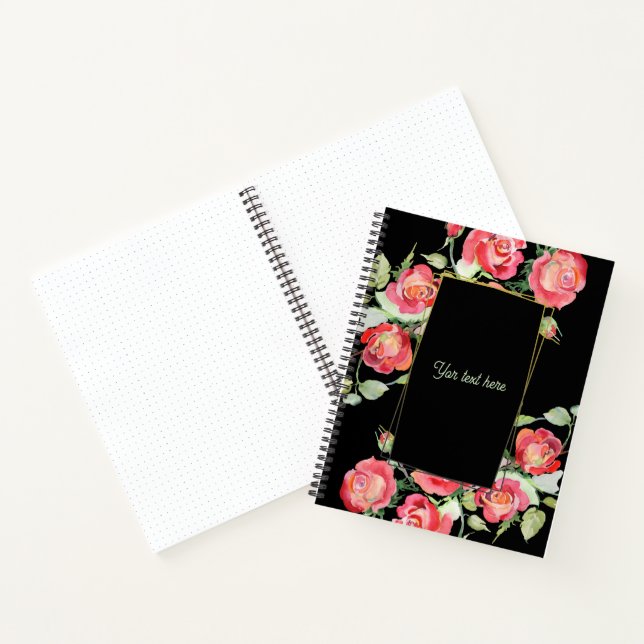 Watercolor Flowers - Golden Frame 1 + your text Notebook (Inside)