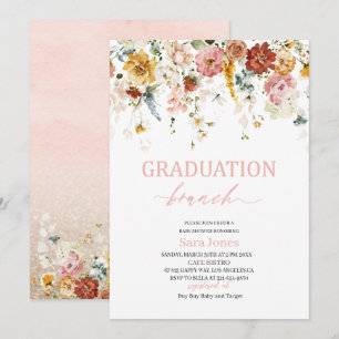 Watercolor Flowers Graduation brunch Baby Shower Invitation
