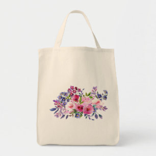 Watercolor Flowers Grocery Tote Bag