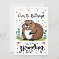 Watercolor Flowers Groundhog Day Cute Phil