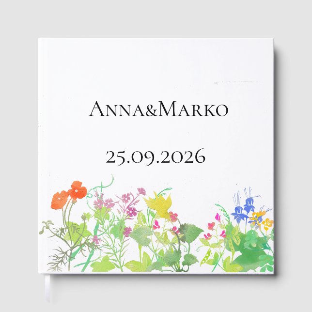 Watercolor flowers  guest book (Front)