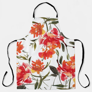 Watercolor flowers, hand-drawn seamless pattern. apron