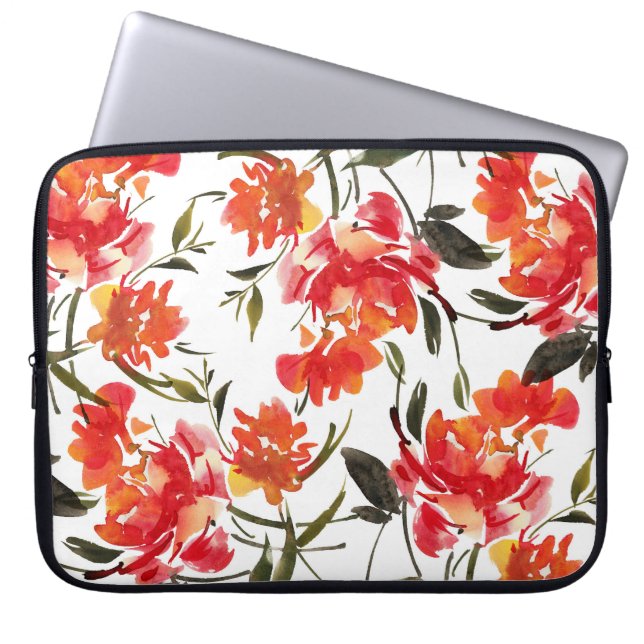 Watercolor flowers, hand-drawn seamless pattern. laptop sleeve (Front)
