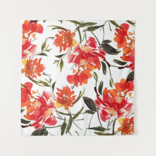 Watercolor flowers, hand-drawn seamless pattern. tapestry