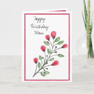 Watercolor Flowers Happy Birthday Mum Card