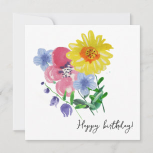 Watercolor flowers holiday card