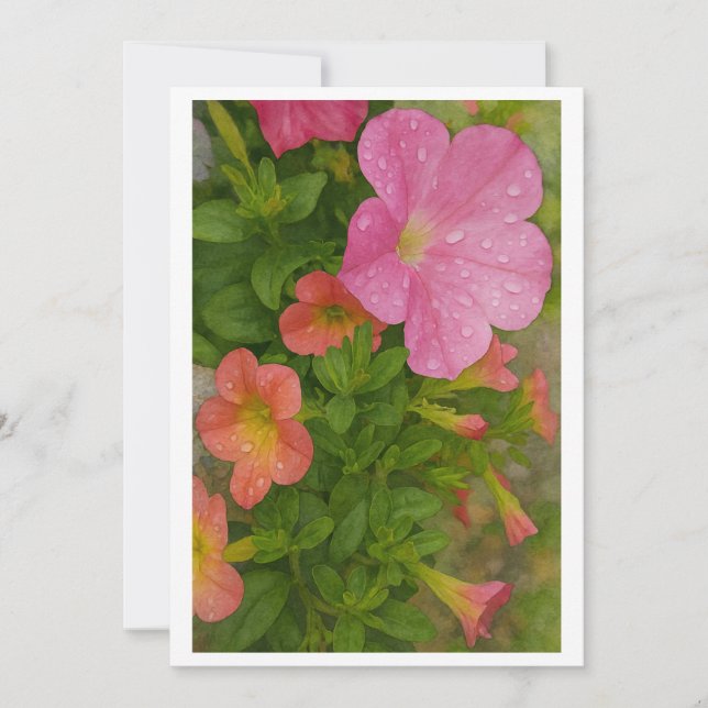 Watercolor Flowers Holiday Card (Front)