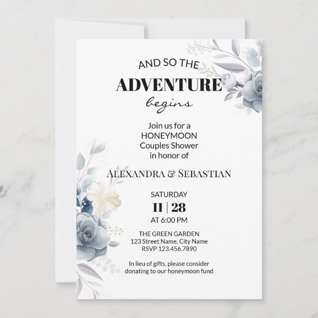 Watercolor Flowers Honeymoon Shower Invitation (Front)
