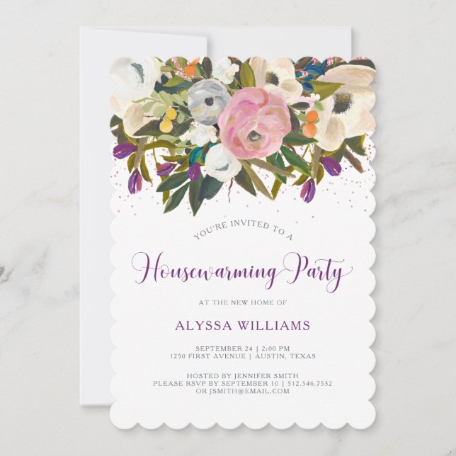 Watercolor Flowers | Housewarming Party Invitation (Front)