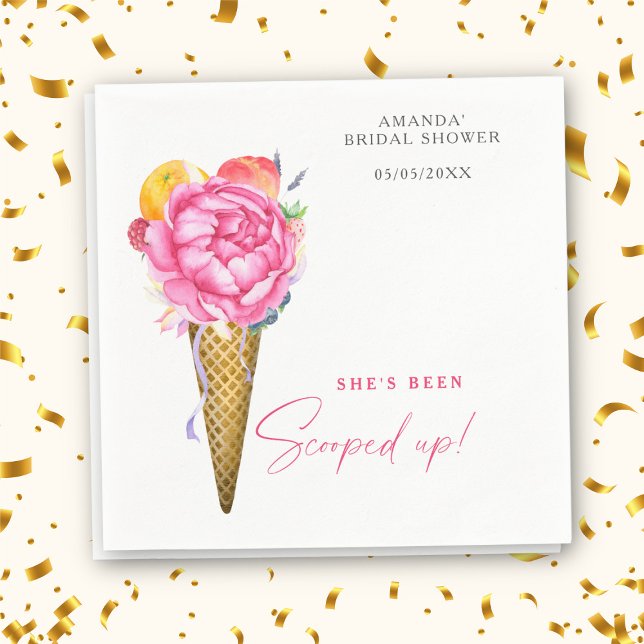 Watercolor FLOWERS ICE CREAM - bridal shower Napkin (Creator Uploaded)