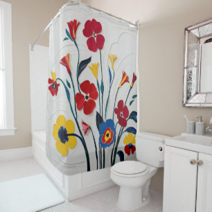 Watercolor Flowers in Bright Hues Shower Curtain