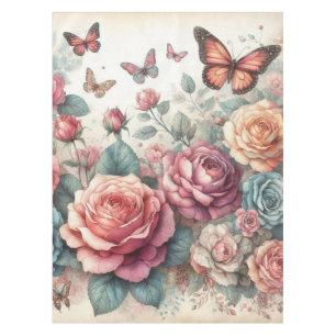 Watercolor Flowers in pastels colours Tablecloth