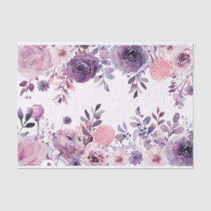 Watercolor Flowers in Pink and Purple Decoupage Tissue Paper