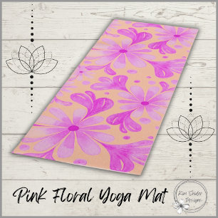 Watercolor Flowers in Pink Yoga Mat