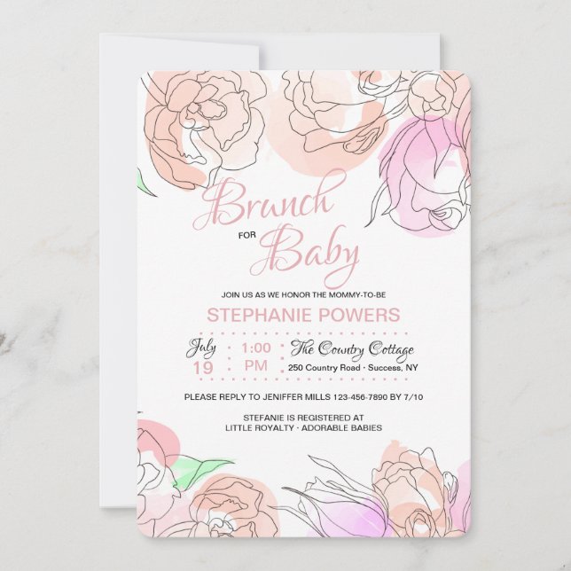 Watercolor Flowers Invitation (Front)
