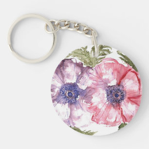 Watercolor flowers key ring