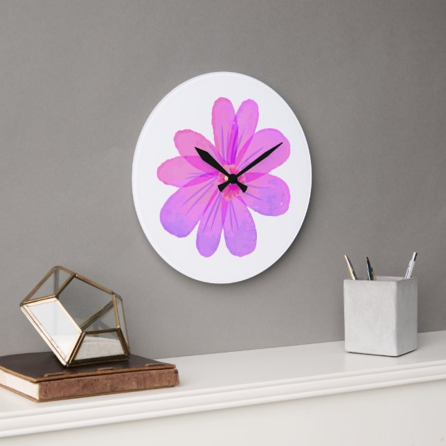 Watercolor flowers  large clock (Office)