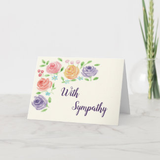 Watercolor Flowers Large Font Sympathy Card