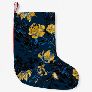 Watercolor Flowers Leaves: Vintage Pattern Small Christmas Stocking